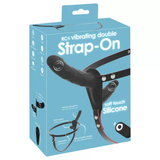 You2Toys - remote-controlled double strap-on vibrator (black)