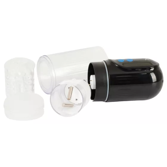 WYNE 12 - suction, rotating and vibrating rechargeable masturbator (black)