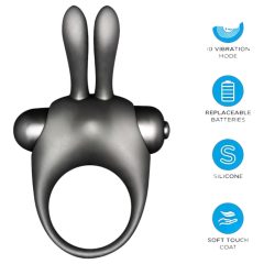 Orgie Bunny - Vibrating Black Penis Ring Set