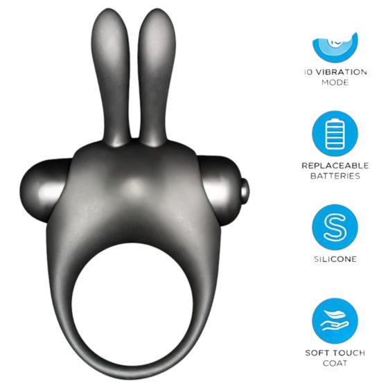 Orgie Bunny - Vibrating Black Penis Ring Set