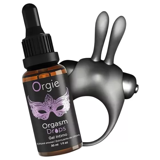 Orgie Orgasmic Bunny - Vibrating Penis Ring Set (Black)