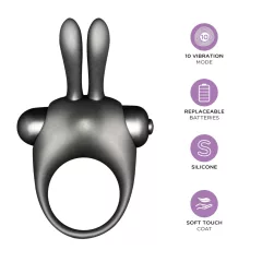 Orgie Orgasmic Bunny - Vibrating Penis Ring Set (Black)