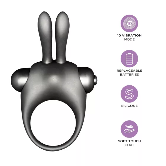Orgie Orgasmic Bunny - Vibrating Penis Ring Set (Black)