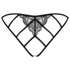 Obsessive Miamor - Black Lace Open-Back Panties - L/XL