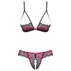 Obsessive Tulia - open‑cup bra set (black)