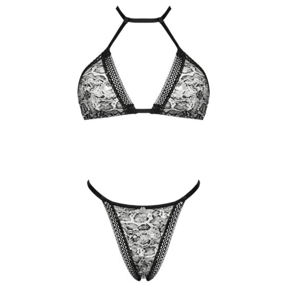 Obsessive Xenita - Sheer Patterned Bra Set (Gray)