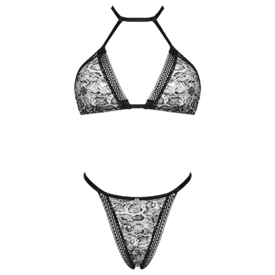Obsessive Xenita - Sheer Patterned Bra Set (Gray)