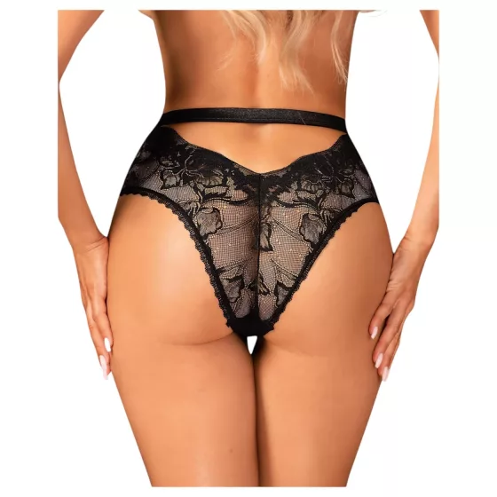 Obsessive Olvidia - Black Floral Lace Trim Panties