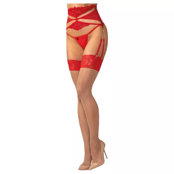 Obsessive Matildea - Lace Thigh-Highs (Red) - L/XL