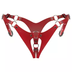 Obsessive Inferro - Open Adjustable Faux Leather Thong (Red)