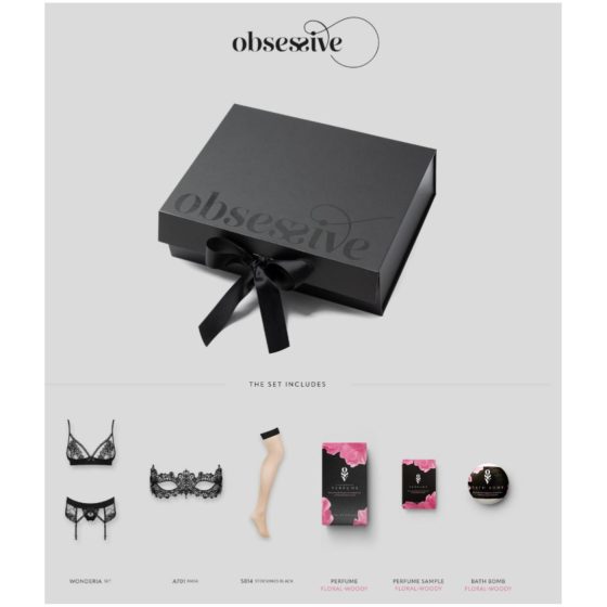 Obsessive Wonderia - Lingerie Gift Box Set - 6 Pieces (Black) - L/XL