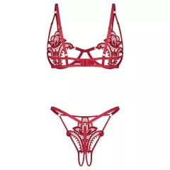   Obsessive Luise - tulip-patterned 2‑piece lingerie set (red)