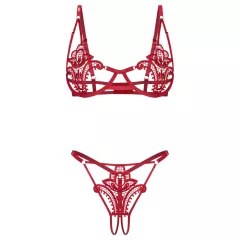   Obsessive Luise - tulip-patterned 2‑piece lingerie set (red)