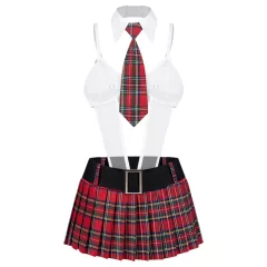   Obsessive College Girl - five‑piece schoolgirl costume (red)
