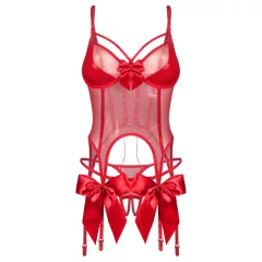 Obsessive Gifty - corset and open thong set (red)