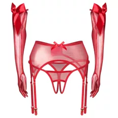   Obsessive Gifty - three‑piece set with suspender belt (red)