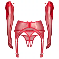   Obsessive Gifty - three‑piece set with suspender belt (red)