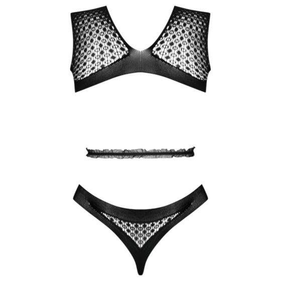 Livco Michikol - Open-Back Fishnet Bodysuit - Black - Sizes S-L