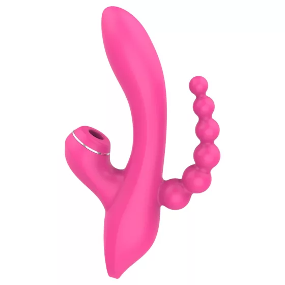 Erospace Sweet Play - G-spot vibrator with anal probe and suction (pink)