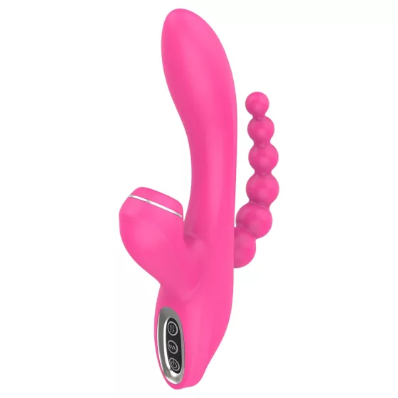 Erospace Sweet Play - G-spot vibrator with anal probe and suction (pink)