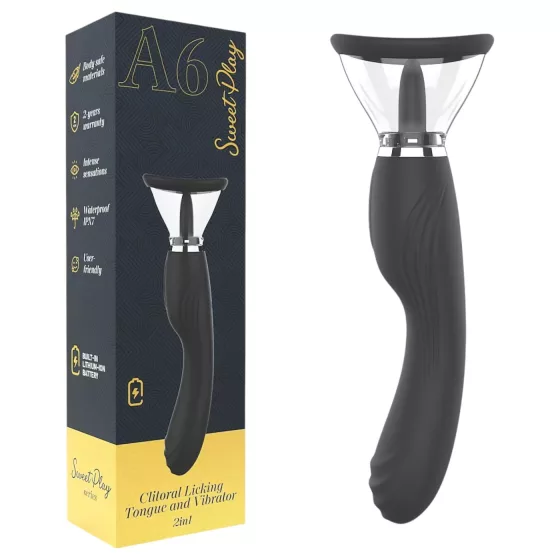 Sweet Play - 2‑in‑1 vibrator with clit‑licking tongue and suction (black)