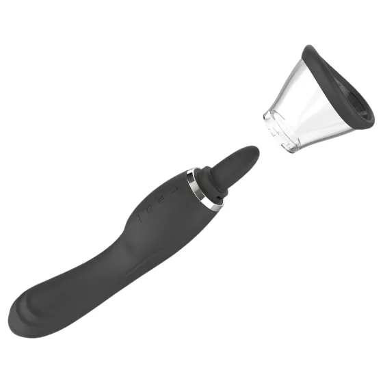 Sweet Play - 2‑in‑1 vibrator with clit‑licking tongue and suction (black)