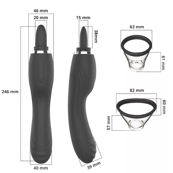 Sweet Play - 2‑in‑1 vibrator with clit‑licking tongue and suction (black)