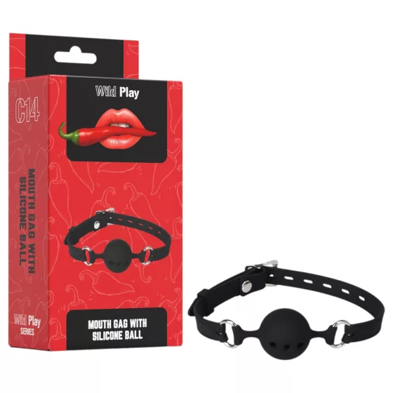 Erospace Wild Play - silicone gag for BDSM play (black)