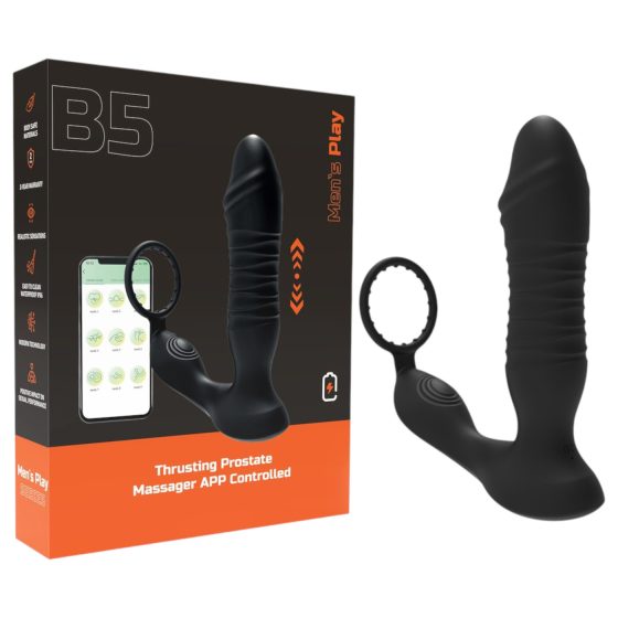 Men's Play - smart, thrusting anal vibrator (black)
