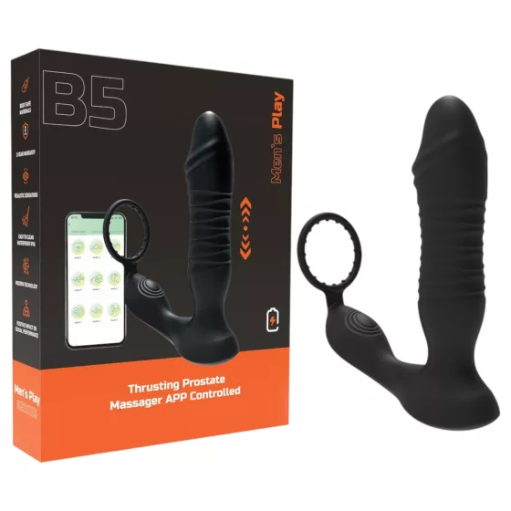 Erospace Men's Play - app-controlled thrusting anal vibrator (black)