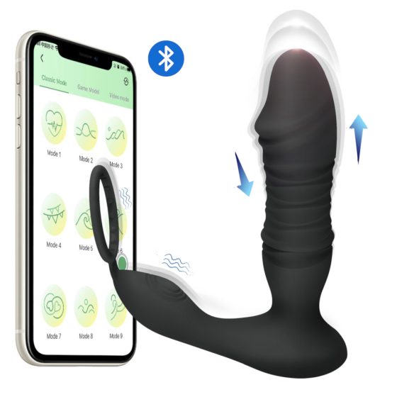 Men's Play - smart, thrusting anal vibrator (black)