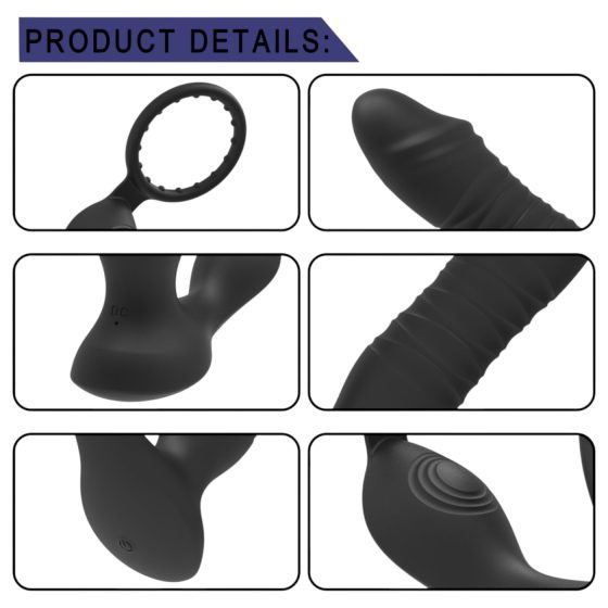 Men's Play - smart, thrusting anal vibrator (black)