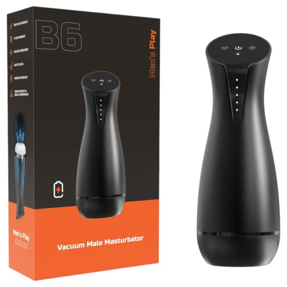 Men's Play - sucking, vibrating masturbator with heating function (black)