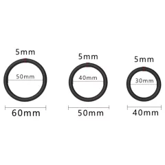 Erospace Men's Play - penis ring set (black, 3 pcs)