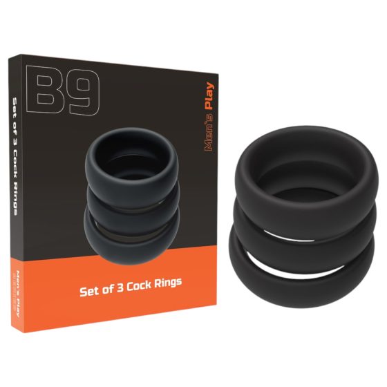 Men's Play - thick penis ring set - black (3 pcs)