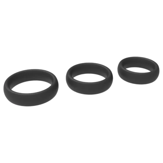 Erospace Men’s Play - black thick penis ring set (3 pcs)