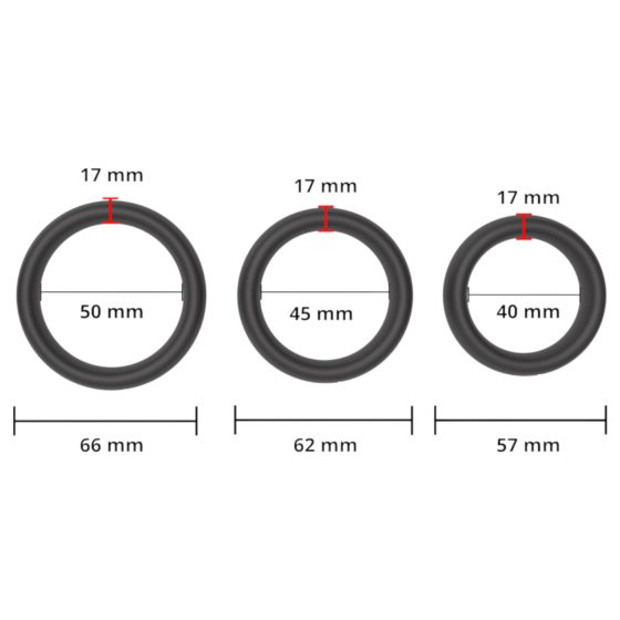 Men's Play - thick penis ring set - black (3 pcs)