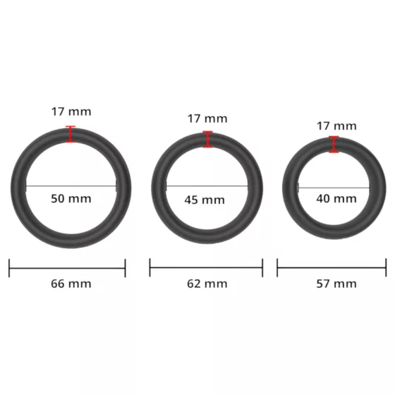 Erospace Men’s Play - black thick penis ring set (3 pcs)