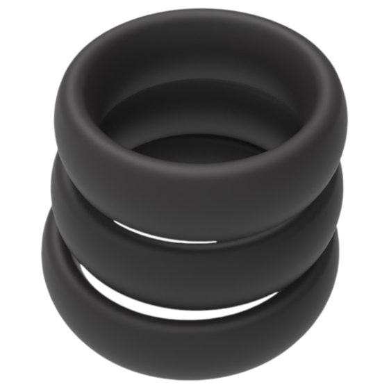 Men's Play - thick penis ring set - black (3 pcs)