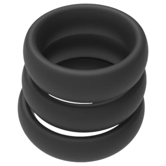 Erospace Men’s Play - black thick penis ring set (3 pcs)