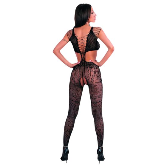 Livco Tubiana - Striped Openwork Bodysuit (Black) - Sizes S-L