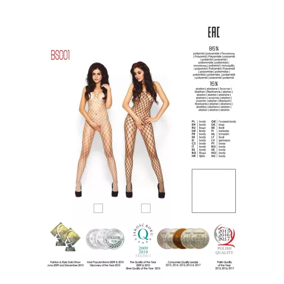 Passion BS001 - large‑mesh white fishnet bodystocking (S-L)