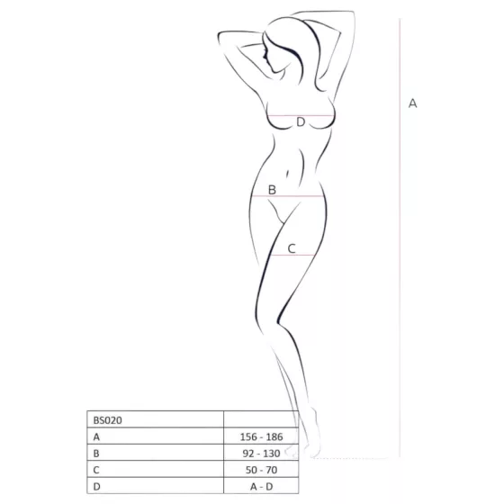 Passion BS020 - black embellished open crotch bodystocking (S-L)