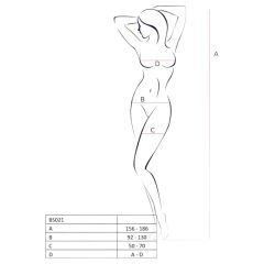 Passion BS021 - Sleeveless, Open Net Bodysuit (White) - S-L