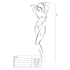   Passion BS032 - red open fishnet bodystocking with mesh (S-L)