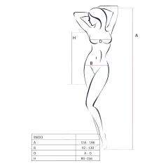   Passion BS034 - black fishnet set with rose and vine pattern (S-L)