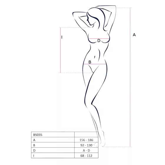 Passion BS035 - strappy, open black fishnet bodysuit (S-L)