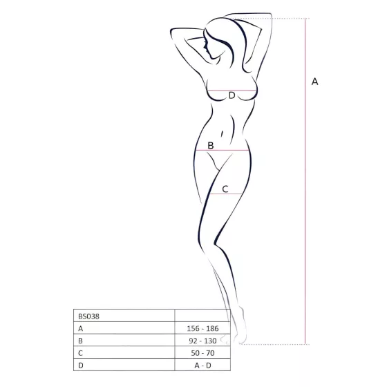Passion BS038 - black fishnet set with zigzag pattern (S-L)