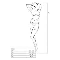 Passion BS044 - Floral Mesh Open Bodysuit (White) - S-L