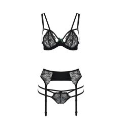Passion Floris - leaf pattern lingerie set (black)